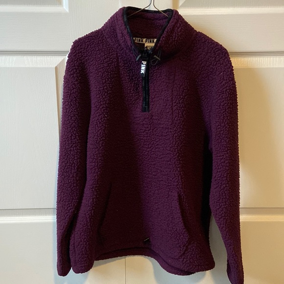 PINK Victoria's Secret Tops Womens Pink Quarter Zip Sherpa Poshmark